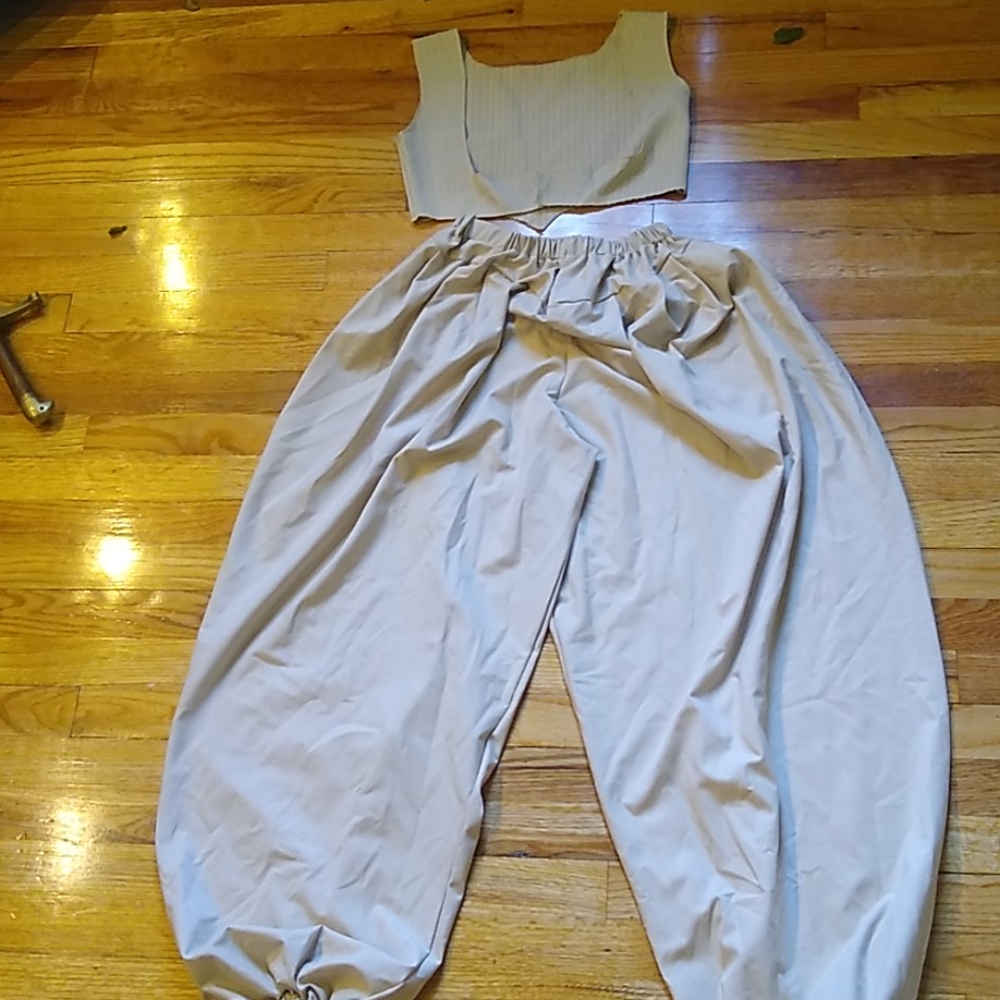 Cream fusion dance pantaloons and vest